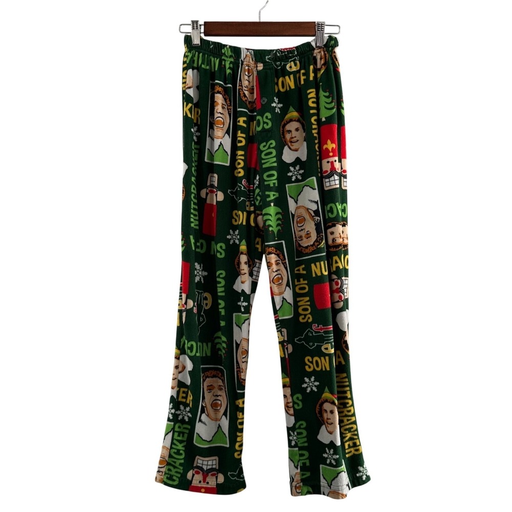 Son Of A Nutcracker Christmas‎ Lounge Pants Small Green Elastic Waist Elf Movie